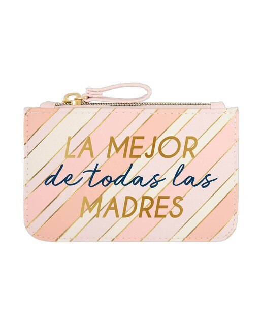 Estojo Simples Pequeno com Fecho de Correr La Mejor - Rosa Rosa / Dourado-1