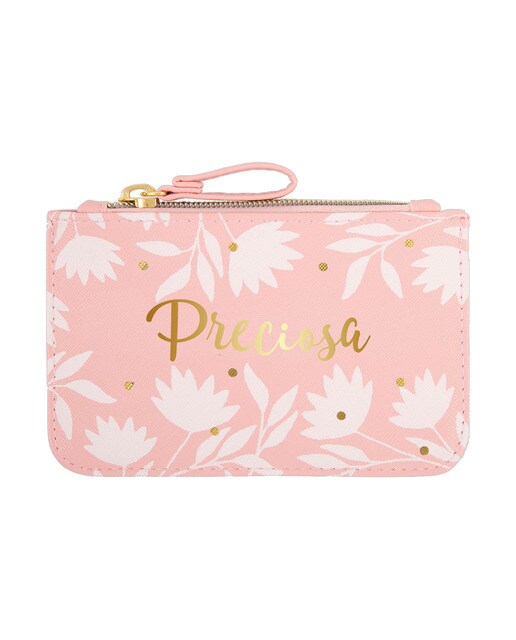 Estojo Simples Pequeno com Fecho de Correr Preciosa - Rosa Rosa / Branco-1
