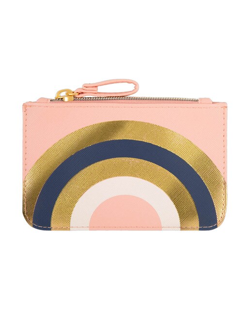 Estojo Simples Pequeno com Fecho de Correr Arco-íris - Rosa e Dourado Rosa / Dourado-1