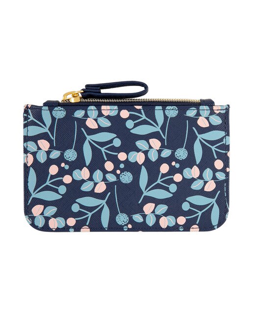 Estojo Simples Pequeno com Fecho de Correr Estampado - Azul Azul-1