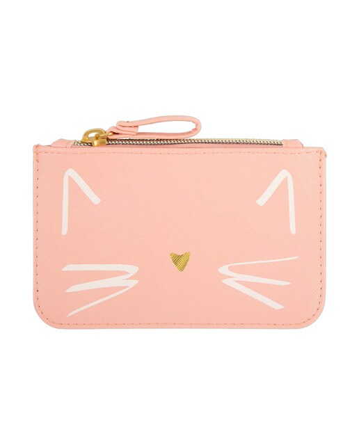 Estojo Simples Pequeno com Fecho de Correr Gato - Rosa Rosa-1