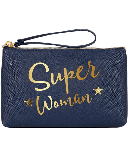 Estojo Simples Grande com Fecho de Correr Super Woman - Azul-escuro Azul-escuro-1