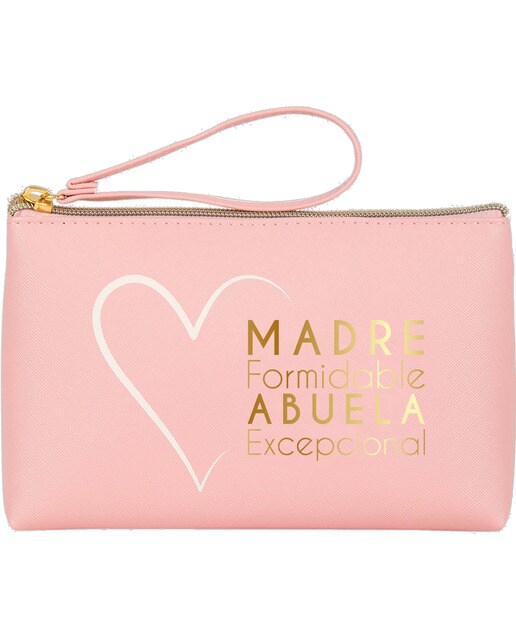 Estojo Simples Grande com Fecho de Correr Mãe Formidável - Rosa Rosa / Dourado-1