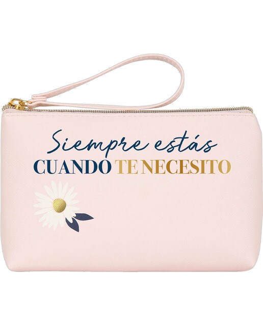 Estojo Simples Grande com Fecho de Correr Siempre Estás - Rosa Rosa / Azul-1