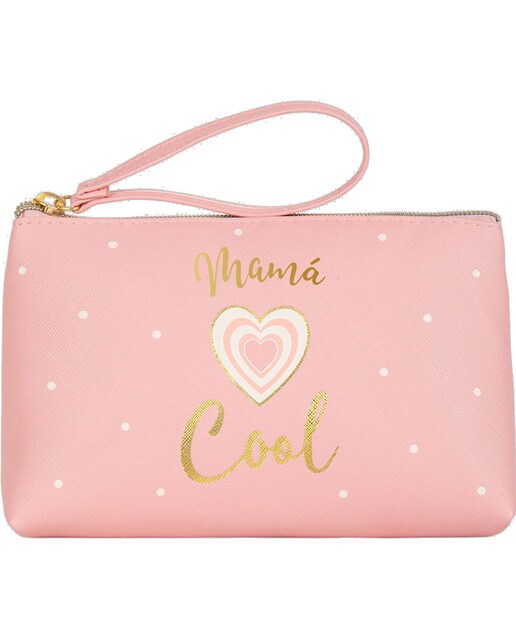 Estojo Simples Grande com Fecho de Correr Mamã Cool - Rosa Rosa / Dourado-1