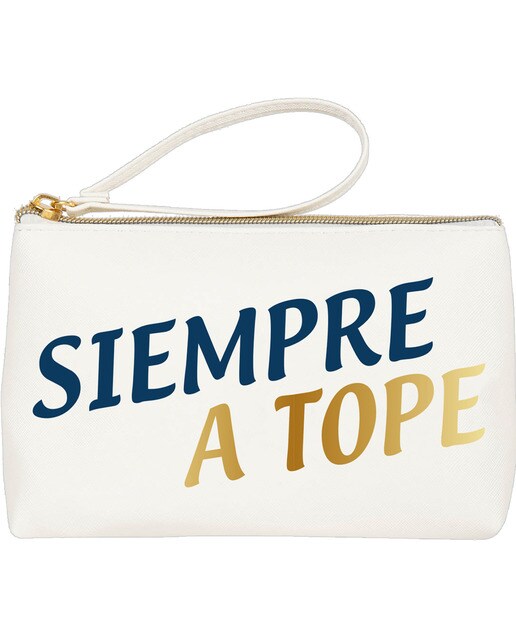 Estojo Simples Grande com Fecho de Correr Siempre a Tope - Branco Branco / Dourado-1