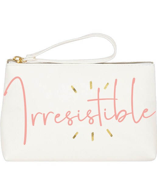 Estojo Simples Grande com Fecho de Correr Irresistível - Branco Branco / Rosa-1
