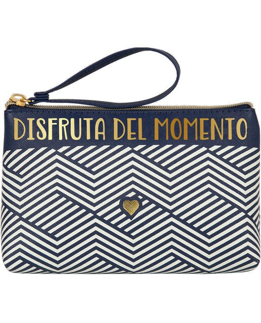 Estojo Simples Grande com Fecho de Correr Disfruta del Momento - Azul Azul-escuro-1