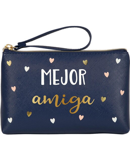 Estojo Simples Grande com Fecho de Correr Melhor Amiga - Azul-escuro Azul-escuro-1