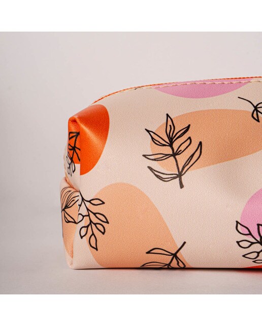 Estojo Simples Folhas - Laranja/Multicolor Laranja / Multicolor-2