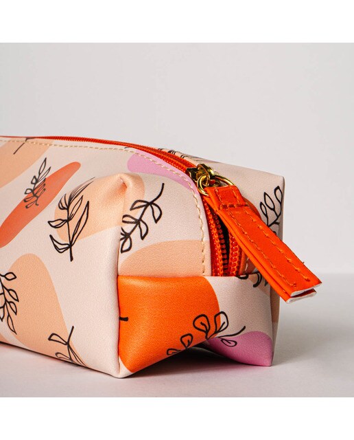 Estojo Simples Folhas - Laranja/Multicolor Laranja / Multicolor-3
