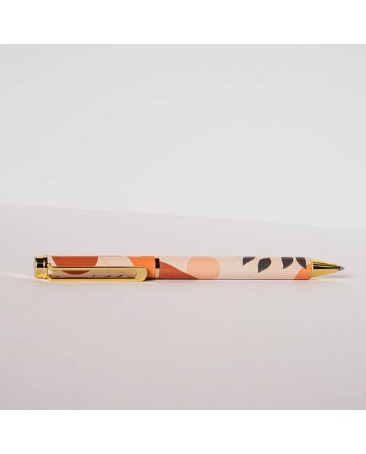 Conjunto de Estojos e Esferográfica Folhas - Laranja/Multicolor Laranja / Multicolor-2