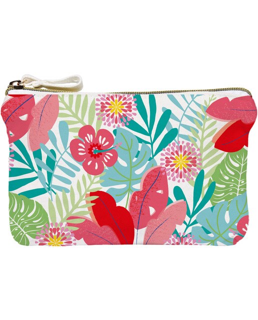 Bolsa de algodão imagem flores selva Draeger tons verdes e rosa Branco-1