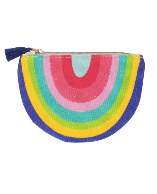 Porta-moedas de algodão Imagem Arco-íris azul e amarelo Azul-1