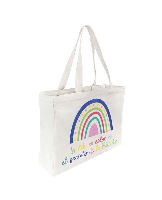 Saco de algodão Imagem Arco-íris branco Branco-1
