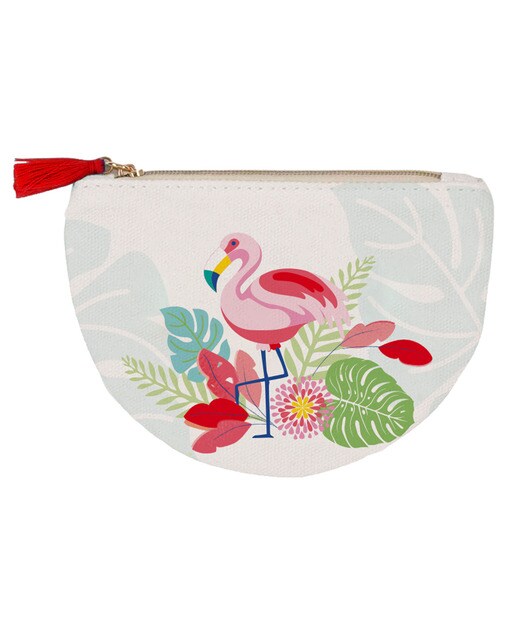 Porta moedas imagem flamingo Draeger branco e rosa Branco-1