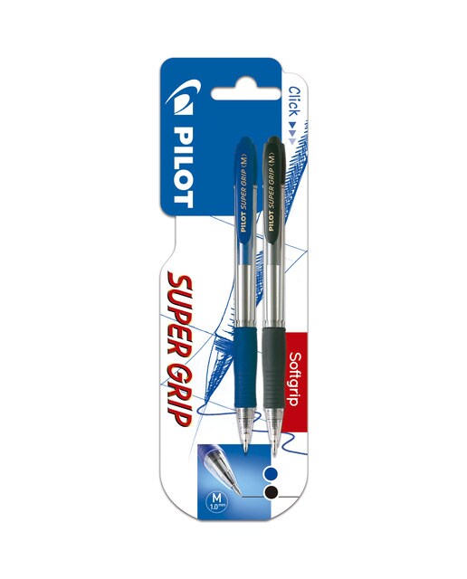Imagen 0 de Blister 2 bolígrafos retráctiles Super Grip tinta base aceite Pilot