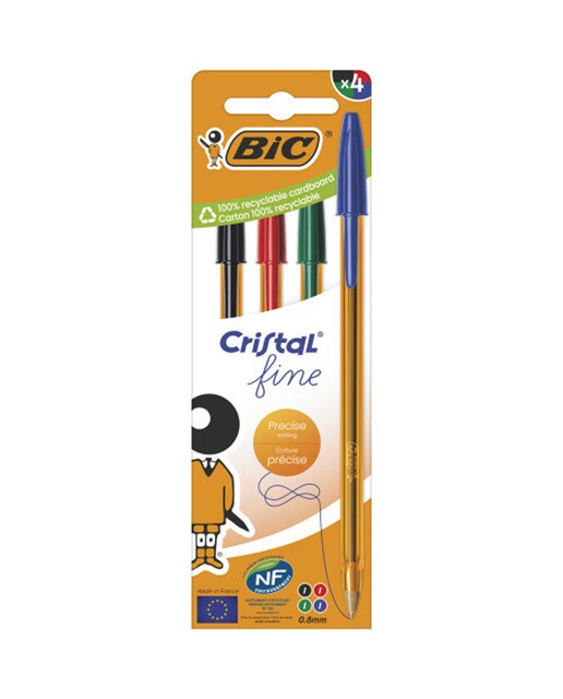 Imagen 0 de Bolígrafos de Colores Cristal Fine Punta Fina Pack de 4 BIC