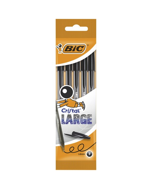 Imagen 0 de Pack de 5 Bolígrafos  Cristal Large Punta Ancha BIC Negro