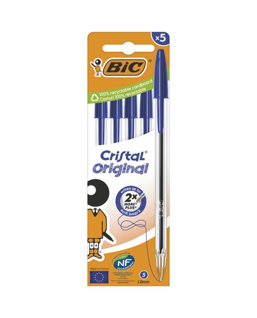 Imagen 0 de Bolígrafos Azules Cristal Original Punta Media Pack de 5 BIC
