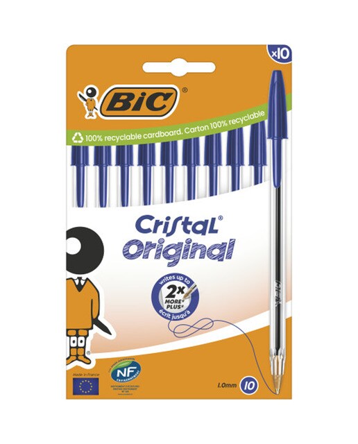 Bolígrafos Cristal Original Azul Punta Media Pack de 10 BIC 1