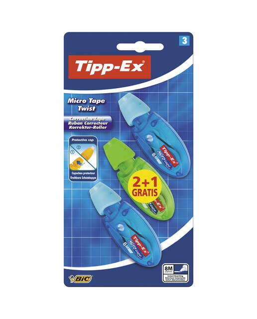 Pack de 2+1 cintas correctoras Tipp-Ex micro tape twist BIC 4