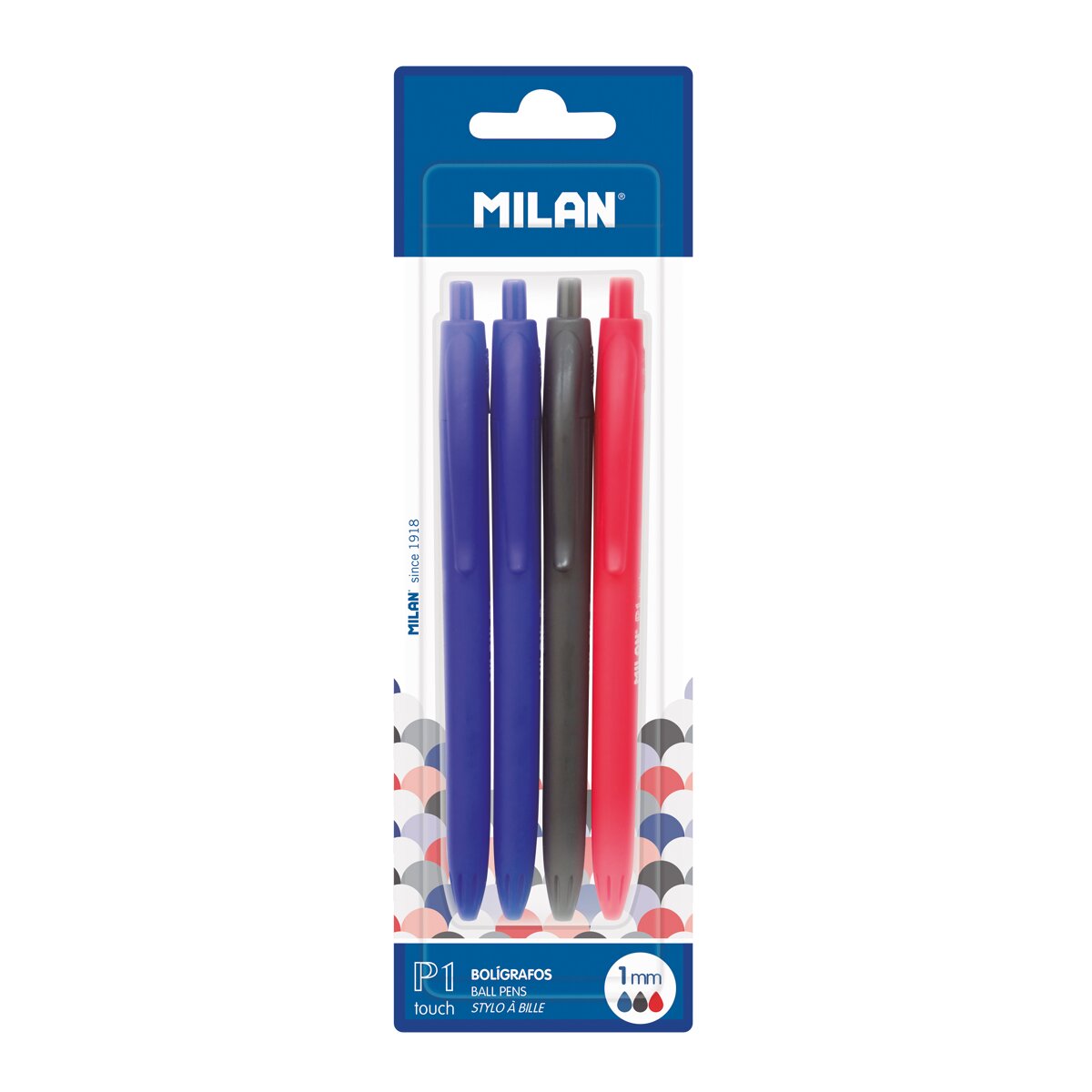 Pack de 4 Esferográficas P1 Touch com Tacto de Borracha Milan 2