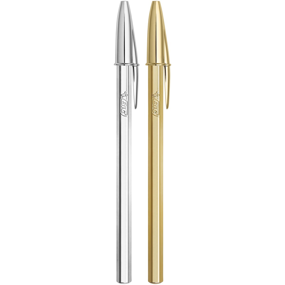 Pack de 2 canetas esferográficas Cristal Shine com corpo prateado Ponta Média Ouro / Prata-2