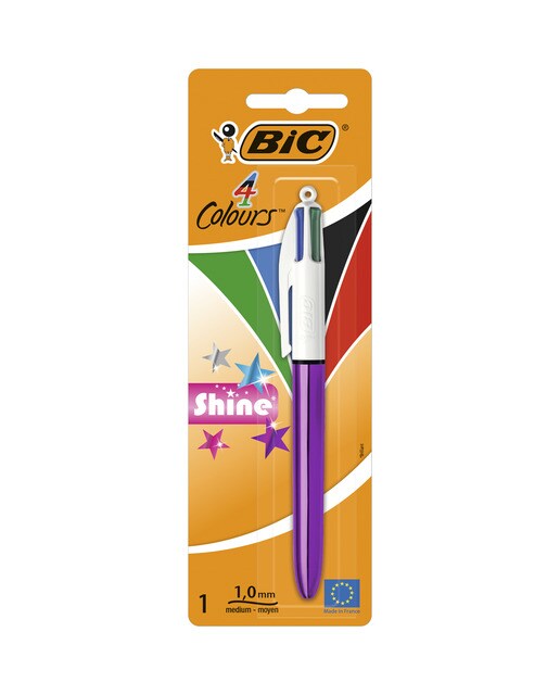 Imagem 0 de Pack de 1 caneta esferográfica de 4 cores Shine com corpo metalizado Ponta Média