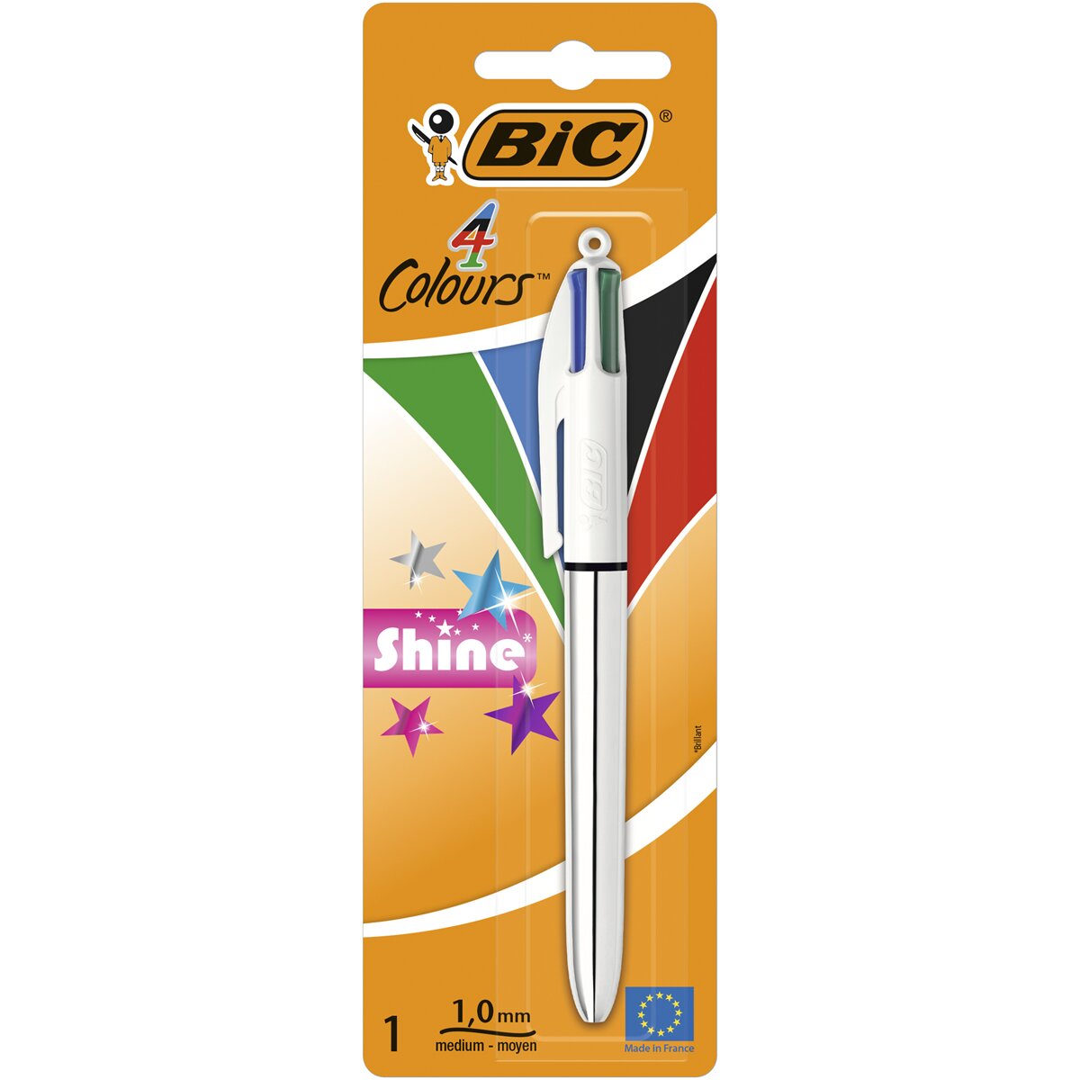 Pack de 1 Bolígrafo 4 Colores Shine con Cuerpo Metalizado Punta Media BIC 3