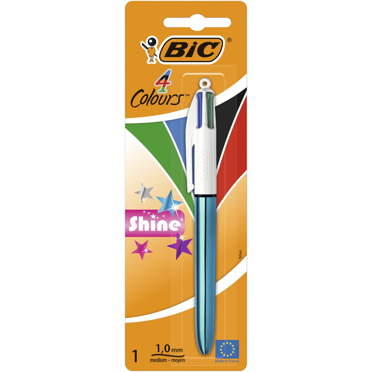 Pack de 1 Bolígrafo 4 Colores Shine con Cuerpo Metalizado Punta Media BIC 4