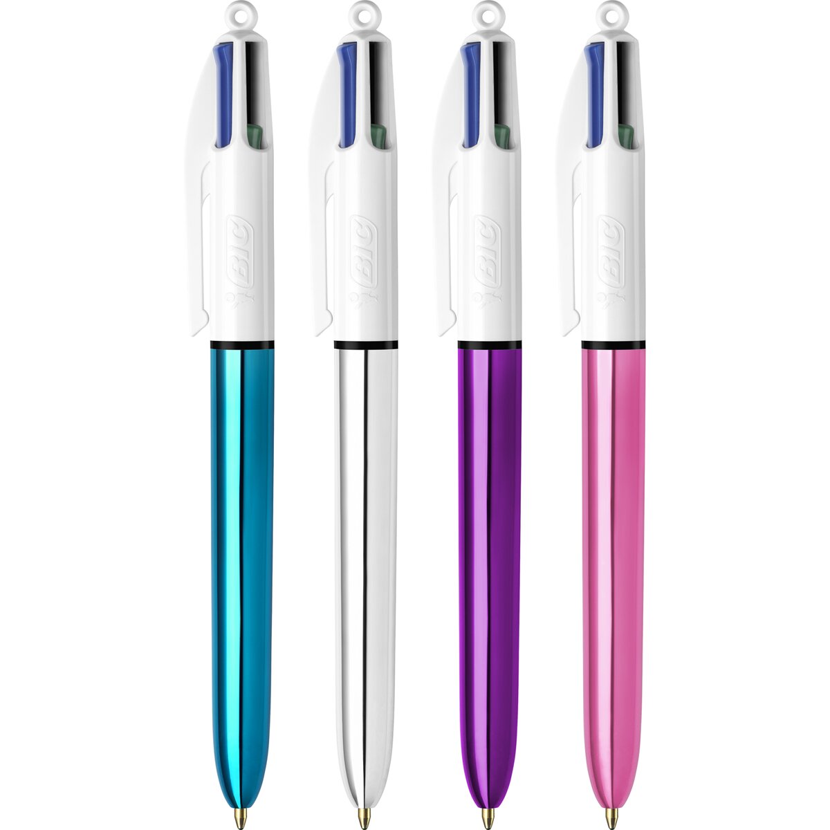 Pack de 1 Bolígrafo 4 Colores Shine con Cuerpo Metalizado Punta Media BIC 5