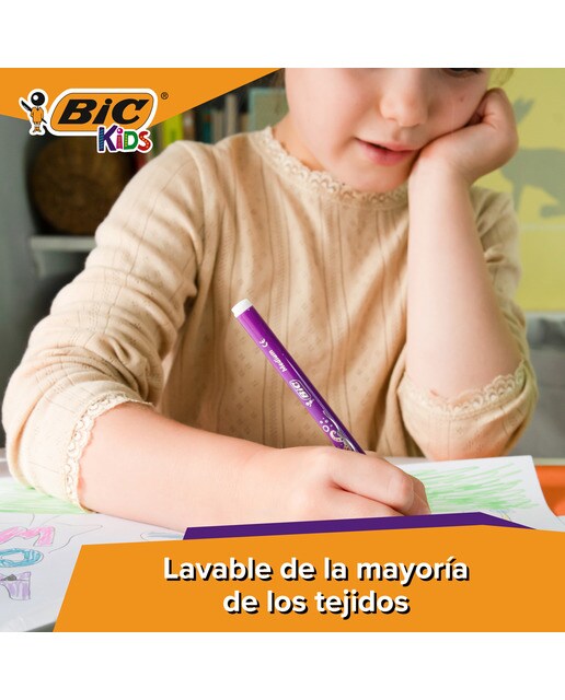 Pack de 10+2 rotuladores de colores lavables para niños Kids couleur BIC 2