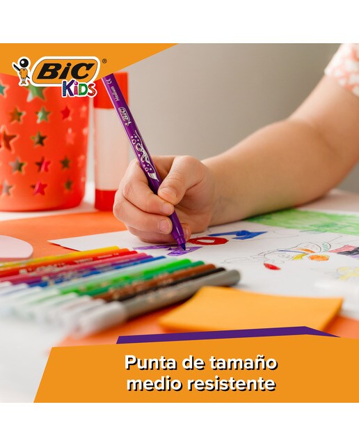 Pack de 10+2 rotuladores de colores lavables para niños Kids couleur BIC 4