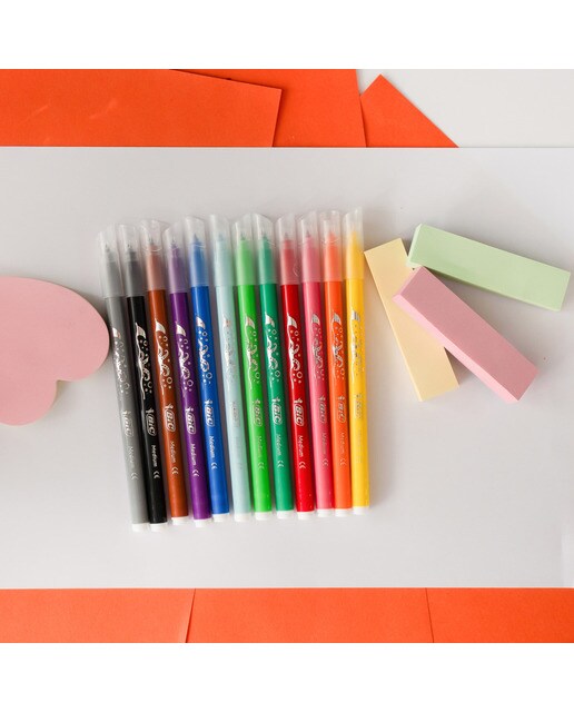 Pack de 10+2 rotuladores de colores lavables para niños Kids couleur BIC 6