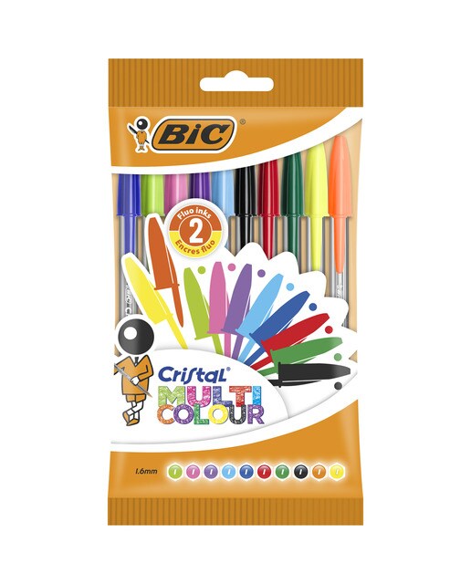 Imagen 0 de Pack de 10 Bolígrafos Cristal Multicolor Punta Ancha BIC