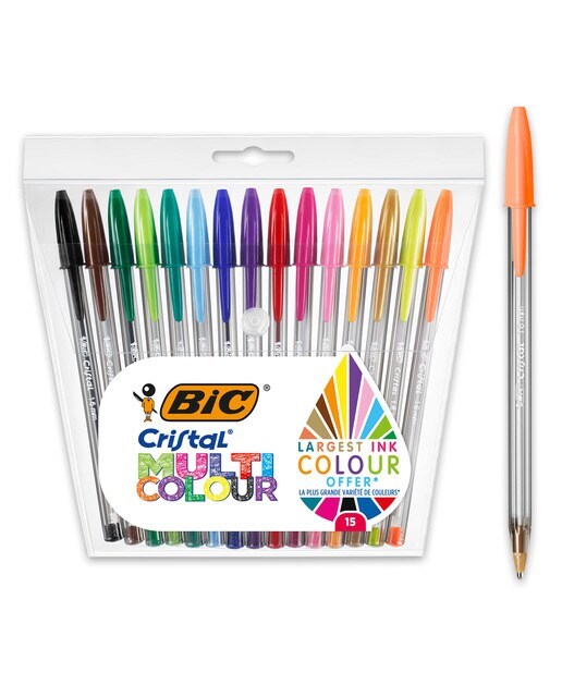 Pack de 15 Bolígrafos Cristal Multicolor Punta Ancha BIC