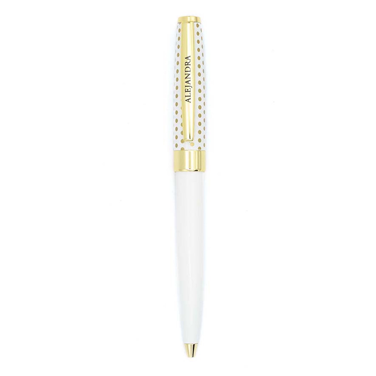 Caneta esferográfica Alejandra branca e dourada Branco-2