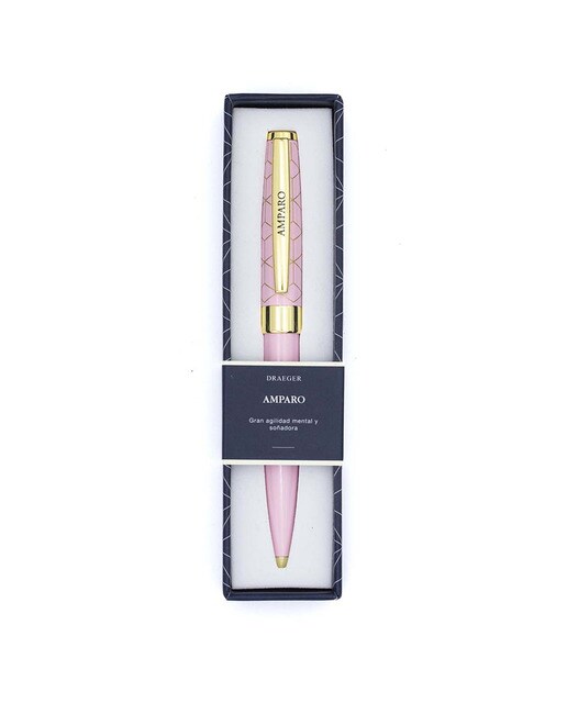Caneta esferográfica Amparo rosa e dourada Rosa-1
