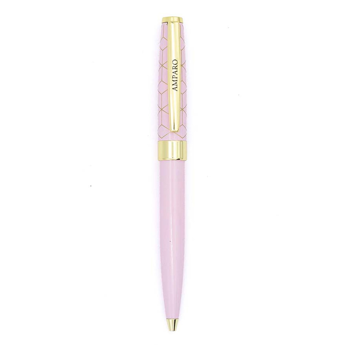 Caneta esferográfica Amparo rosa e dourada Rosa-2