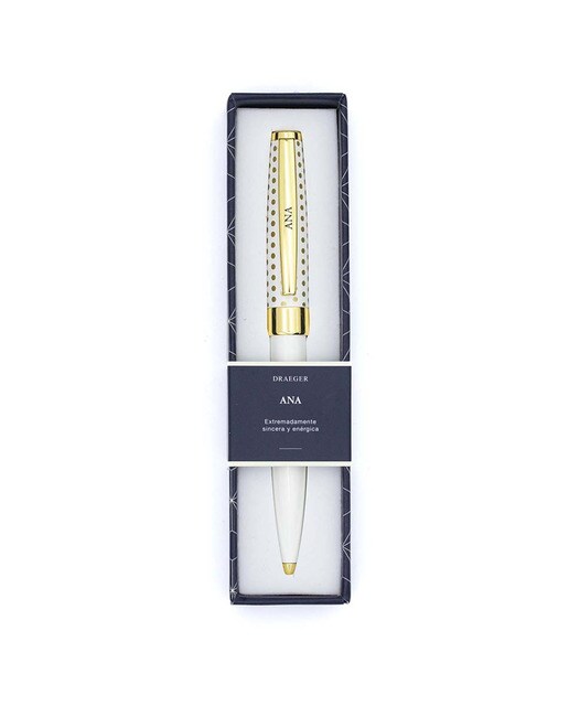 Caneta esferográfica Ana branca e dourada Branco-1