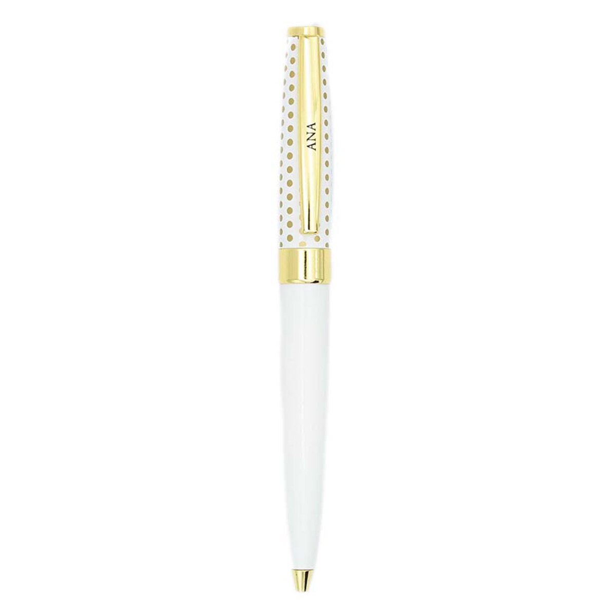 Caneta esferográfica Ana branca e dourada Branco-2
