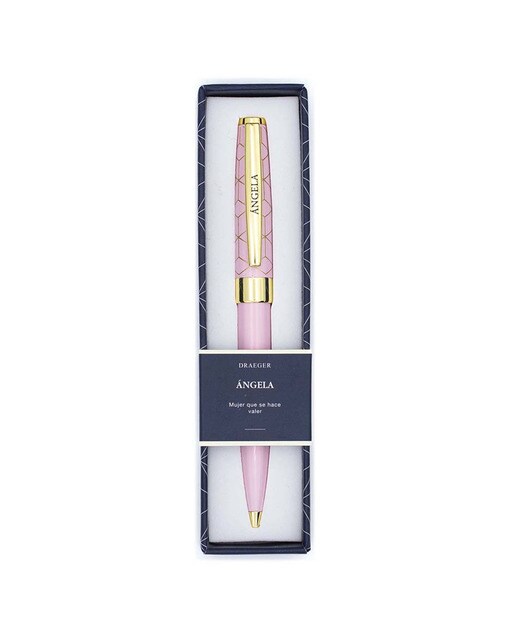 Caneta esferográfica Ángela rosa e dourada Rosa-1
