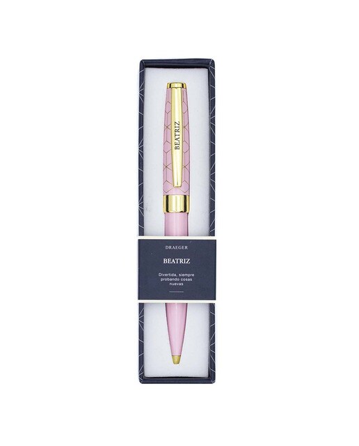 Caneta esferográfica Beatriz rosa e dourada Rosa-1
