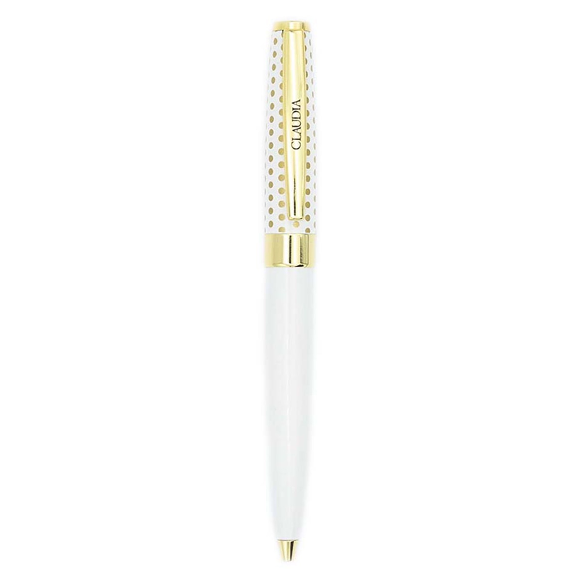 Caneta esferográfica Claudia branca e dourada Branco-2