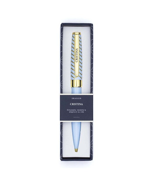 Caneta esferográfica Cristina azul-claro e dourada Azul-claro-1