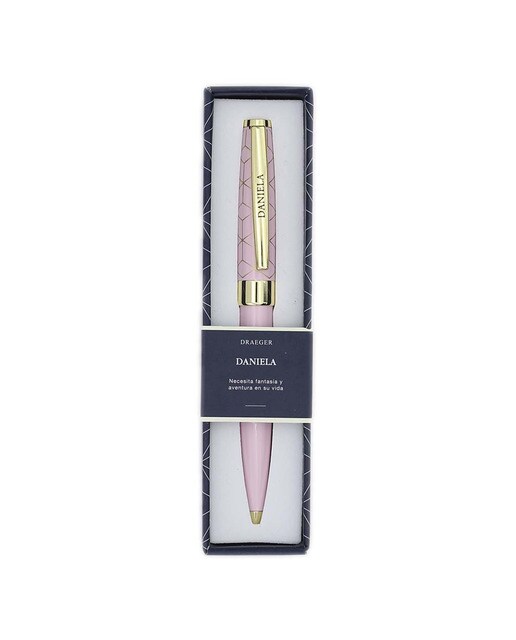 Caneta esferográfica Daniela rosa e dourada Rosa-1