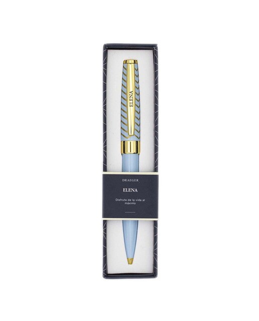 Caneta esferográfica Elena azul-claro e dourada Azul-claro-1