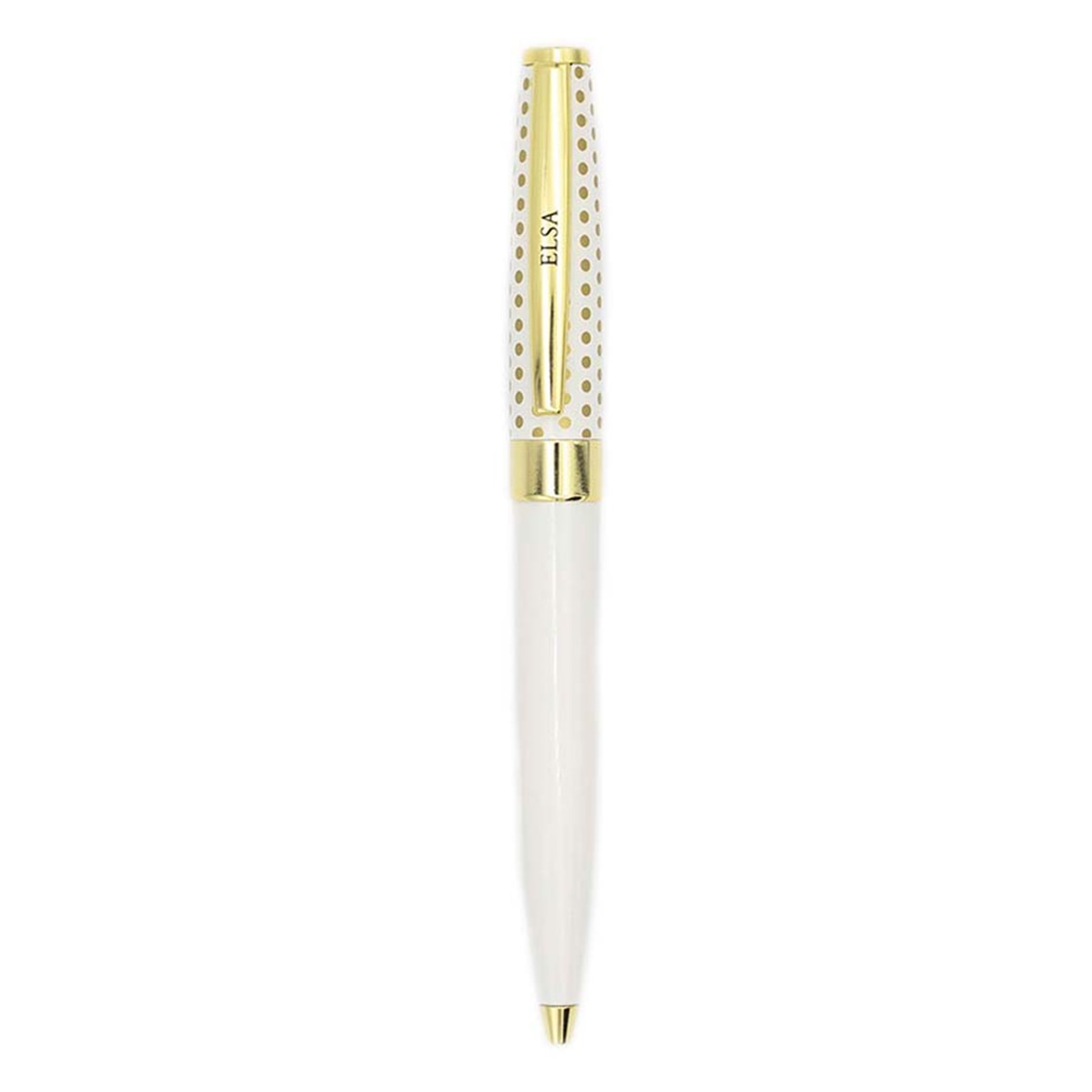 Caneta Esferográfica Personalizada Elsa - Branco/Dourado Branco-2