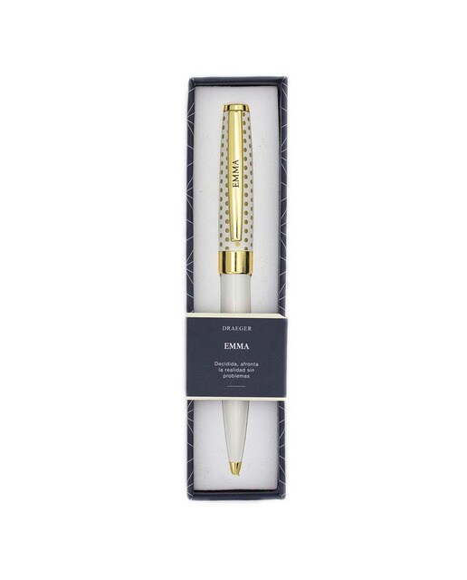 Caneta Esferográfica Personalizada Emma - Branco/Dourado Branco-1